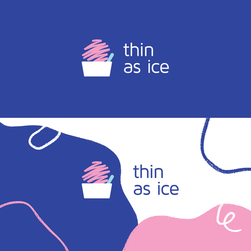 Ice cream shop design with the title 'Thin as ice - Shaved ice cream'
