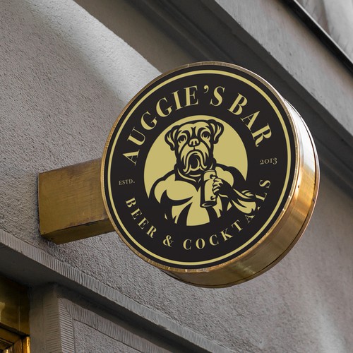 Cocktail logo with the title 'Auggie's bar logo'