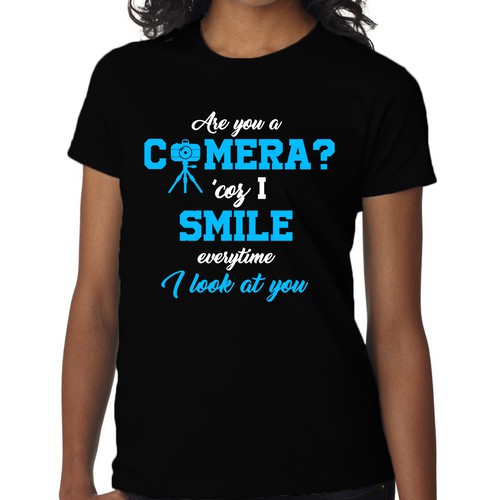 Photography t-shirt with the title 'Are you a camera pick-up line shirt'