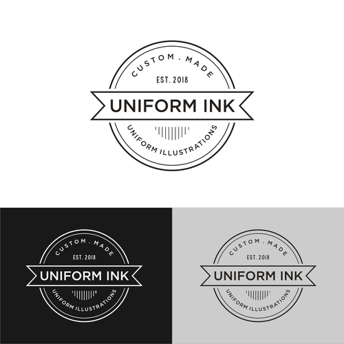 Uniform logo with the title 'New illustration business needs strong, eye-catching, masculine logo'