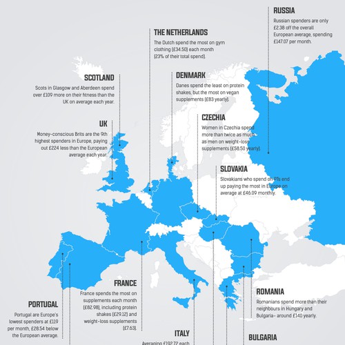 Map design with the title 'Fitness infographic'