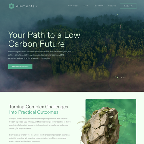 Website with the title 'Engineering a More Sustainable Future.'