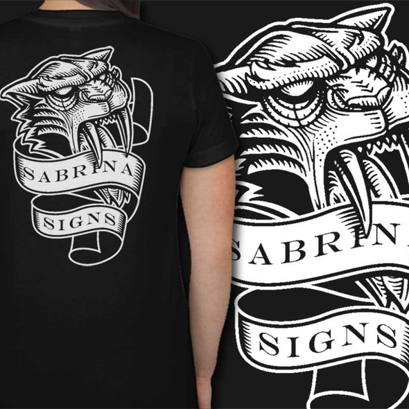 Tiger t-shirt with the title 'saber tooth handdraw'