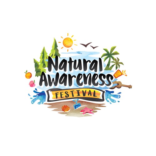 Beach logo with the title 'Natural Awarness Festival Logo'