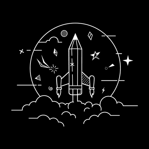 Star t-shirt with the title 'Rocket Pencil'
