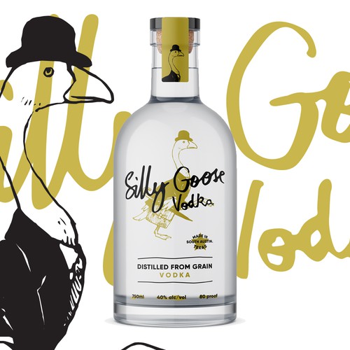 Mockup label with the title 'Label Design for Silly Goose Vodka'