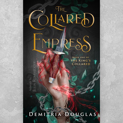 Hand book cover with the title 'The Collared Empress'