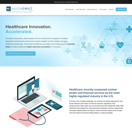 SEO design with the title 'Innovative Clean Healthcare Design for Law Firm'