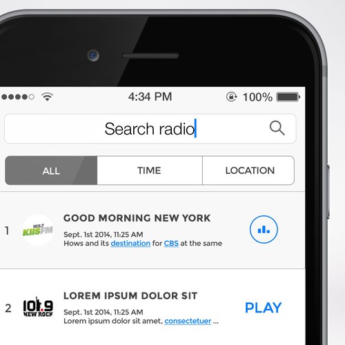 Search engine design with the title 'Subply - New York Radio Search Engine'