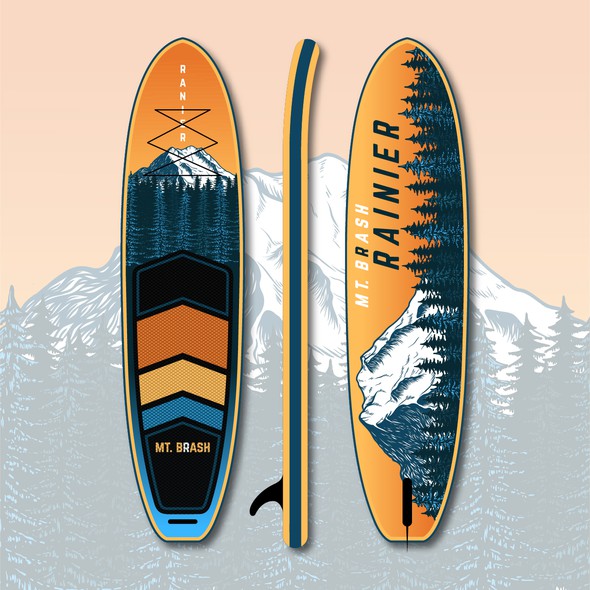 Paddle board design with the title 'Mt. Rainier Board'