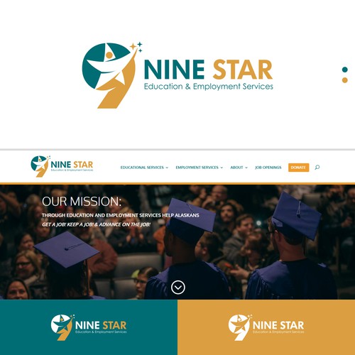 Web design brand with the title 'Nine Star 'Logo and Landing Page''