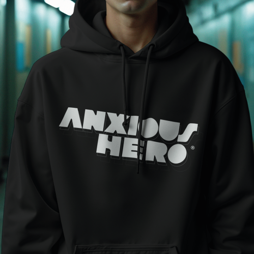 Chanel logo with the title 'ANXIOUS HERO'