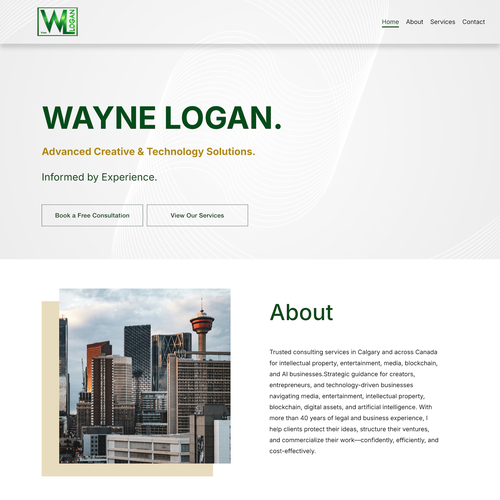 Design with the title 'Wayne Logan Consulting Design Customizations'