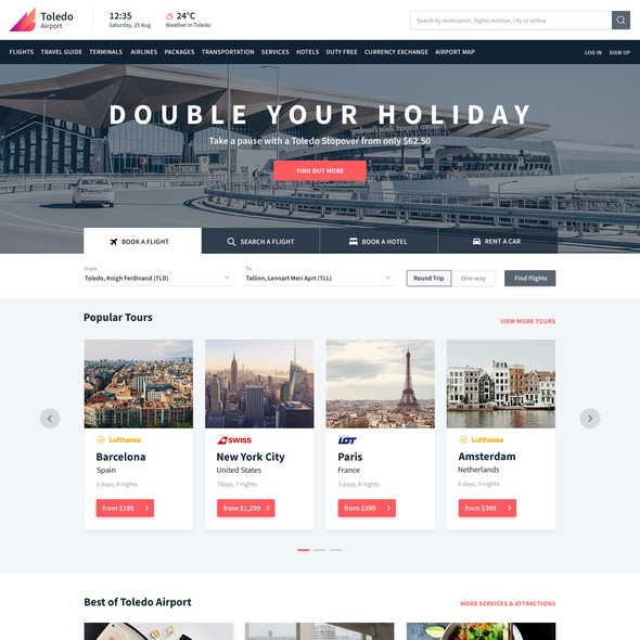 Booking website with the title 'Airport Website Design'