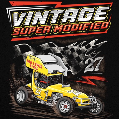 Car illustration with the title 'Vintage sprint car tshirt design '