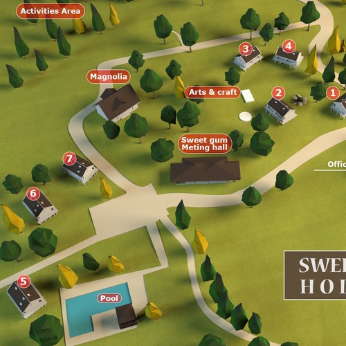 Youth design with the title 'A facility map for a large youth camp'