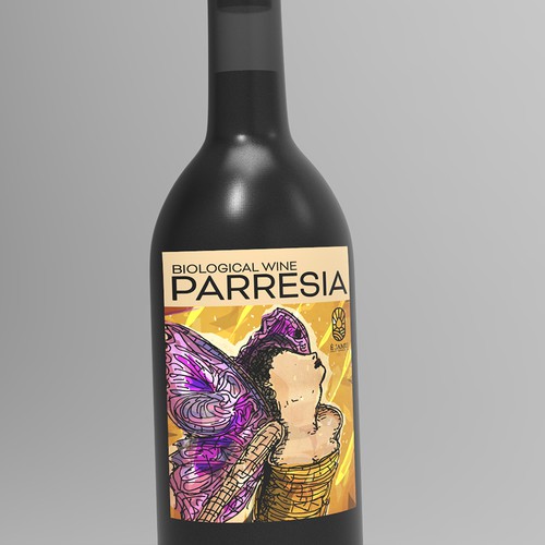 3D label with the title 'Parresia wine label'