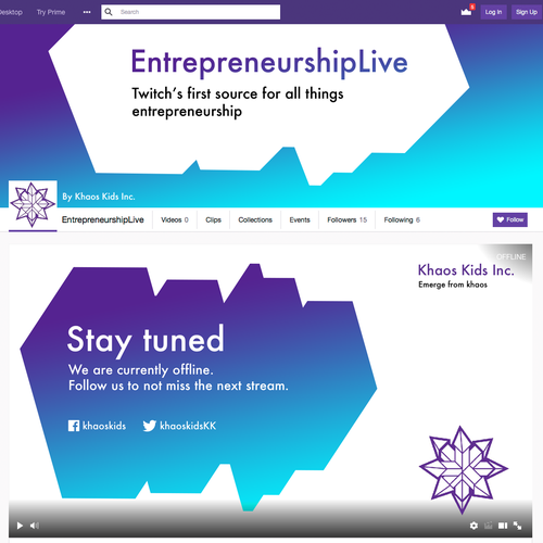 Streaming design with the title 'Twitch channel branding'