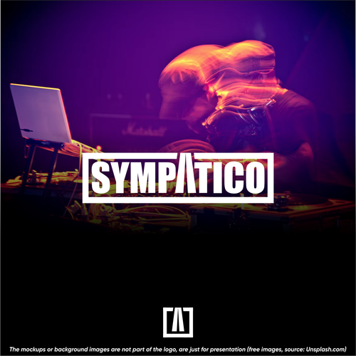 Techno-dj logo with the title 'SYMPATICO'