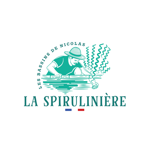 Aqua logo with the title 'Spirulina farming logo design'
