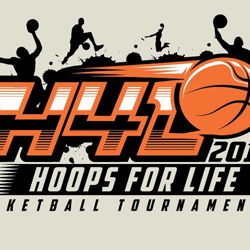 Tournament design with the title 'Basketball Charity Tournament Logo Design'