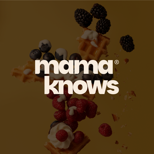 Waffle logo with the title 'MAMMA KNOWS - Logo refresh concept for a premium frozen waffles brand'