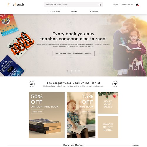Book website with the title 'Web design for an online book retailer'
