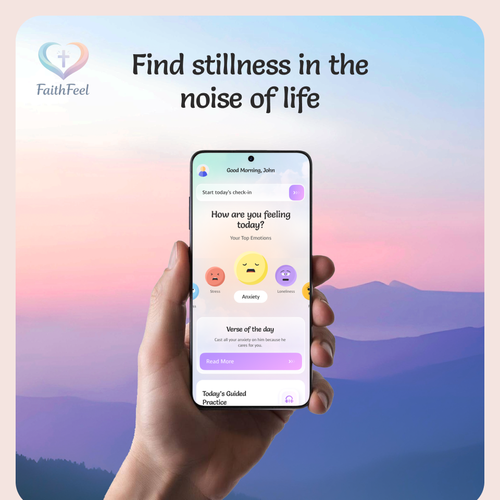 Emoji design with the title 'FaithFeel App UI/UX Design'