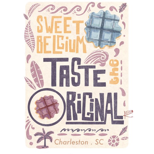 Mid-Century design with the title 'Illustration/typography for waffle place'