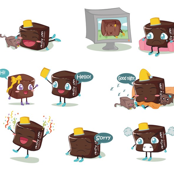 Character illustration with the title 'Cube Grass Jelly Characters'