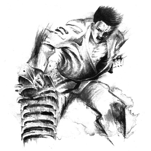 Ink artwork with the title 'Hand-drawn Chinese ink.'