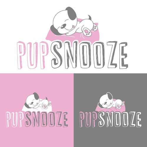 Bed design with the title 'Puppysnooze Logo Design'