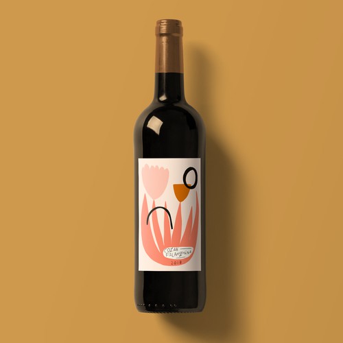 Flower label with the title 'Abstract Floral Wine Bottle Label'