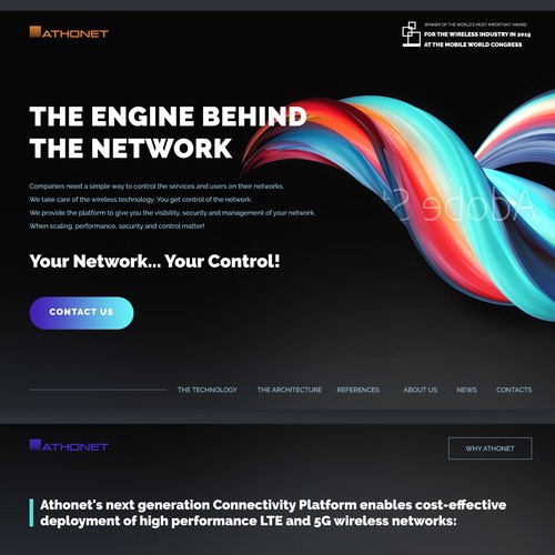 Site design with the title 'Athonet'