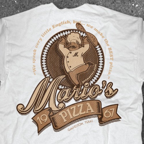 Restaurant t-shirt with the title 'Vintage Shirt design for Pizza Shop'