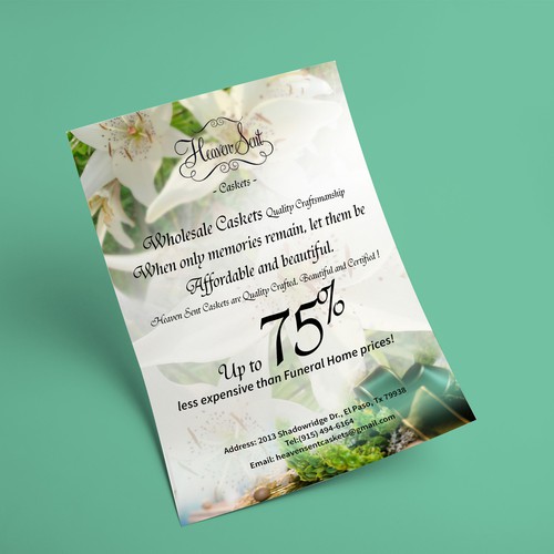 Funeral design with the title 'Heavens Sent Casket'