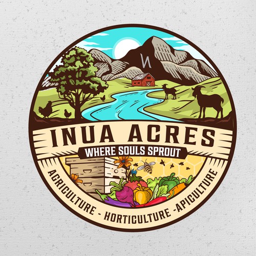 Mountain goat logo with the title 'Inua Acres'