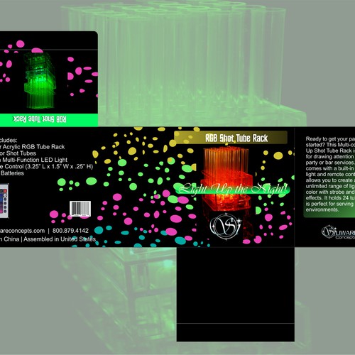 LED lighting design with the title 'RGB Shot Tube Rack'