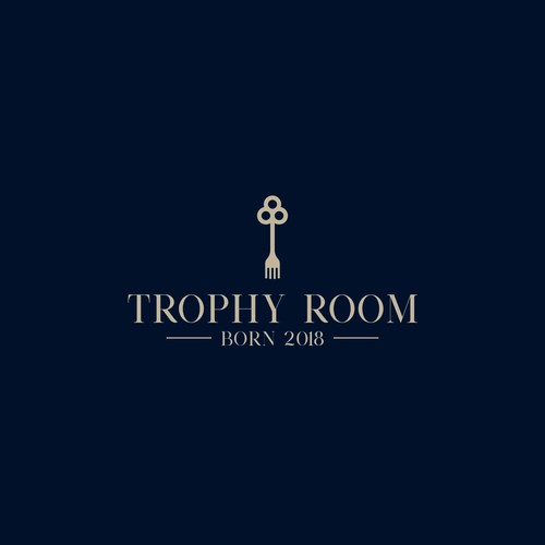 Room design with the title 'Trophy Room Restaurant'