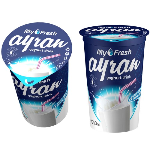 Milk packaging with the title 'Packaging design yoghurt drink'
