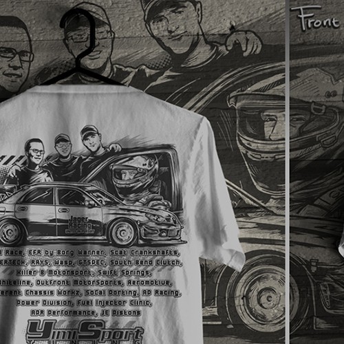 Race car design with the title 'Auto Racing T-Shirt Design'