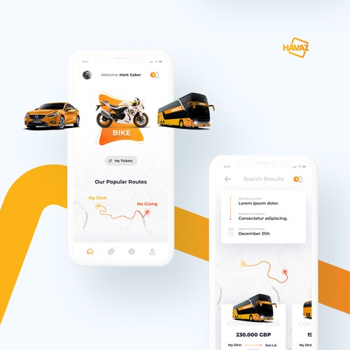 Ticket design with the title 'A high-class passenger transportation App'