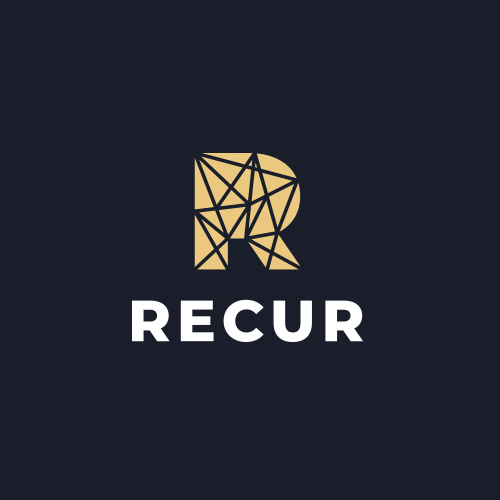 Cryptocurrency logo with the title 'RECUR'