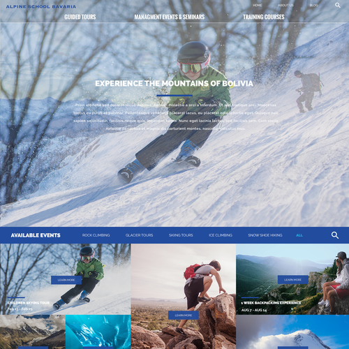 Big image website with the title 'Bold website concept for Alpine School'