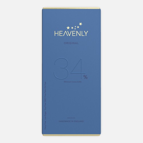 Gold packaging with the title 'Heavenly Chocolate packaging design'