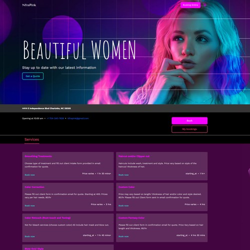 Atom design with the title 'Beautiful Women Neon for Square online site'