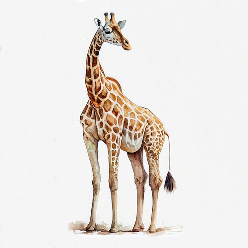 Giraffe design with the title 'Watercolor Giraffe Illustration for Kids'