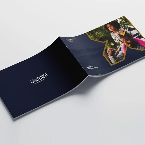 Style guide design with the title 'Brand Guidelines for investment firm.'