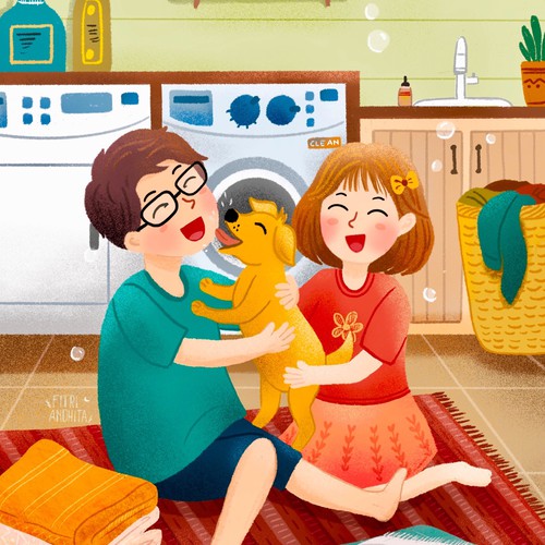 Children's book artwork with the title 'Children's Book Illustration'