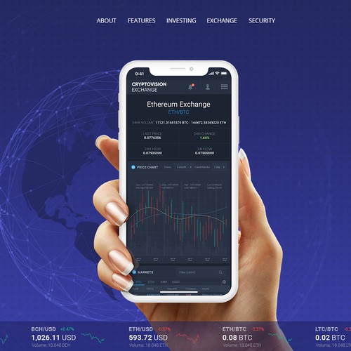 Bitcoin website with the title 'Crypto exchange platform'